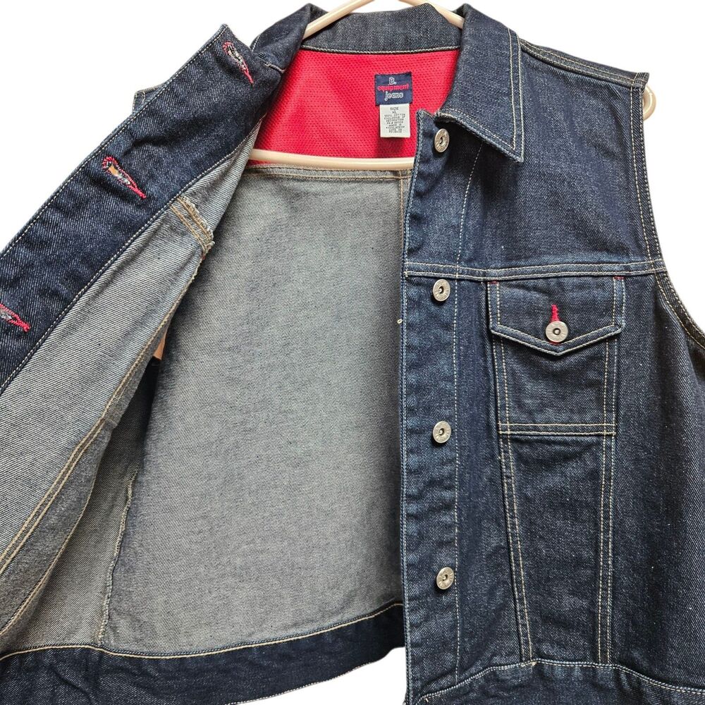BUM Equiptnent Jeans Denim Vest Blue Size XL Vintage 90s - Picture 3 of 8